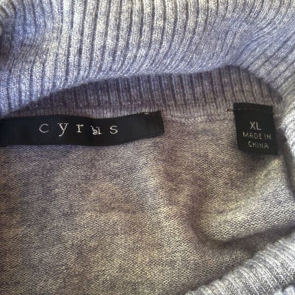 Cyrus Sweater Sz XL Turtleneck Ribbed Tunic Grey Winter Autumn Casual Knit Warm - Picture 5 of 9